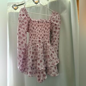 Francesca's Collections Pink and Red Floral Romper
